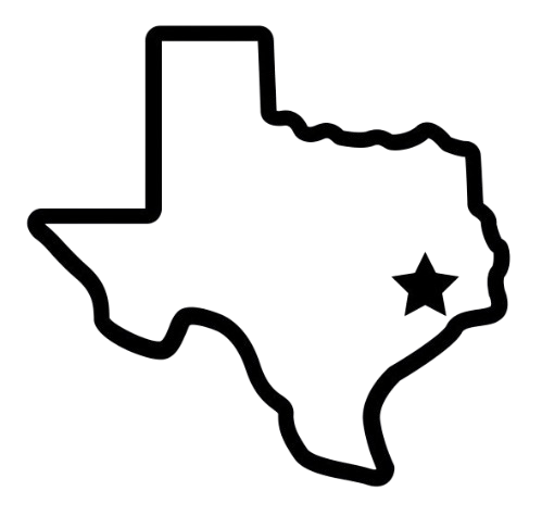 Texas with star over Houston